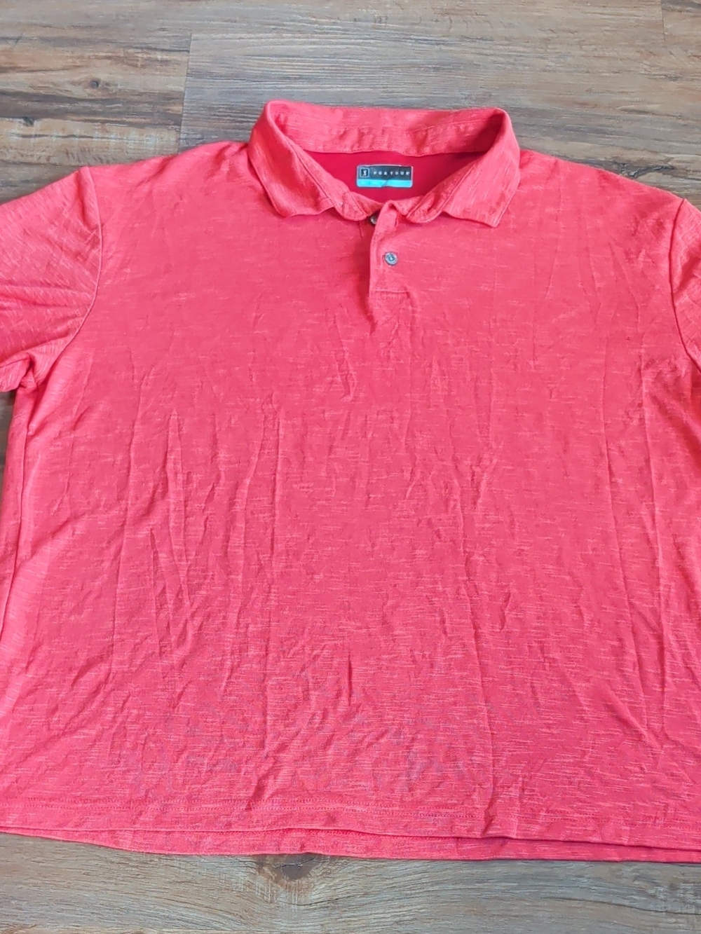 PGA TOUR Men's Breathable Golf Polo Shirt Red XL Short Sleeve Collared Polyester